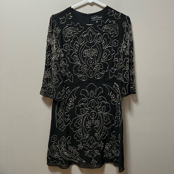 Needle & Thread Ornate Black Dress Intricate Beading Vintage-Inspired Glam 8 - Picture 1 of 10